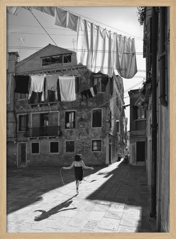 Skipping Girl Venice Alley | Poster - Wood Frame Interior