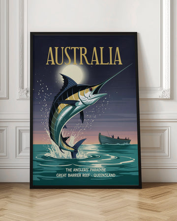Leaping Marlin Australia Night | Poster - Room Interior 1