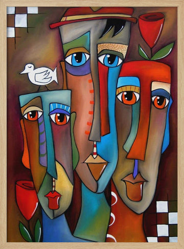 Colorful Abstract Faces | Poster - Wood Frame Interior