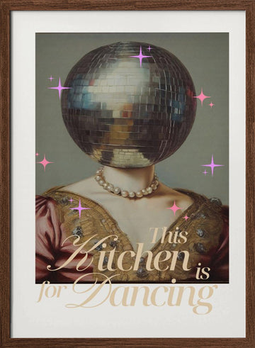 Glamorous Kitchen Dancing | Poster - Walnut Frame Interior