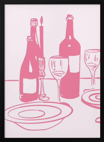 Dinnerandwine(pink) | Poster - Black Metal Frame Interior