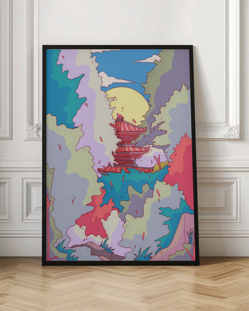 Moonlit Fantasy Pagoda | Poster - Room Interior 1