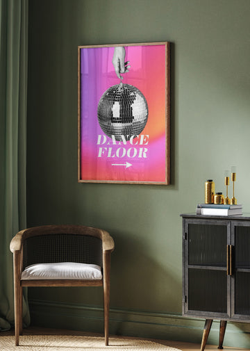 Monochrome Disco Ball | Poster - Room Interior 2