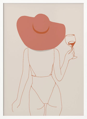 Chic Hat And Wine | Poster - White Frame Interior