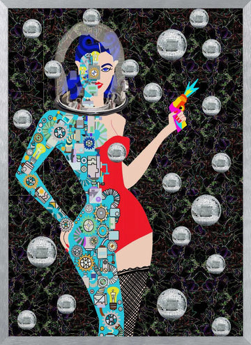 Retro Future Woman | Poster - Silver Frame Interior