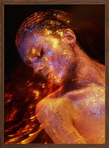 Sparkling Cosmic Woman | Poster - Walnut Frame Interior