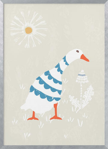 Cute Goose Daisy | Poster - Silver Frame Interior