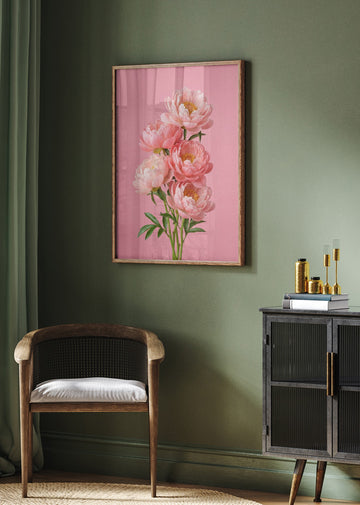 Delicate Pink Peonies | Poster - Room Interior 2