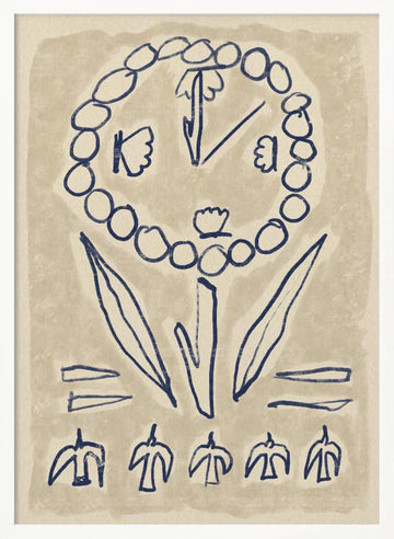 Folk Art Flower Symbols | Poster - White Frame Interior