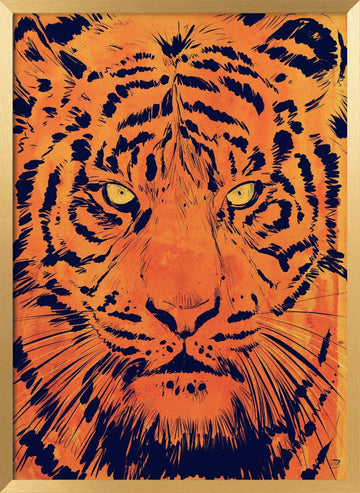 Intense Tiger Gaze | Poster - Gold Frame Interior
