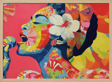 Vibrant Singer Portrait | Poster - Wood Frame Interior