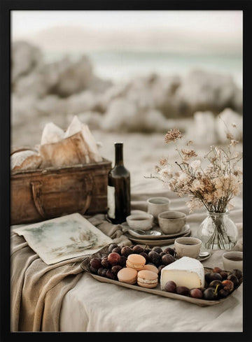 Elegant Coastal Picnic | Poster - Black Metal Frame Interior