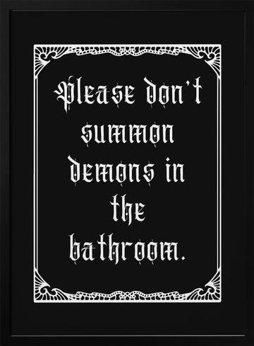 Gothic Bathroom Demons | Poster - Black Metal Frame Interior
