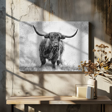 Majestic Highland Cow | Canvas - Room Interior 2
