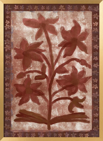 Terracotta Floral Design | Poster - Gold Frame Interior