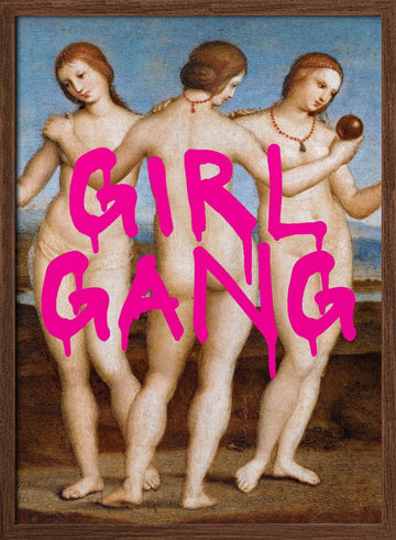Girl Gang Graffiti | Poster - Walnut Frame Interior