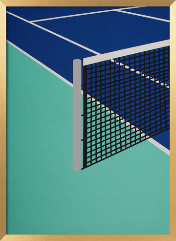 Blue Tennis Court | Poster - Gold Frame Interior