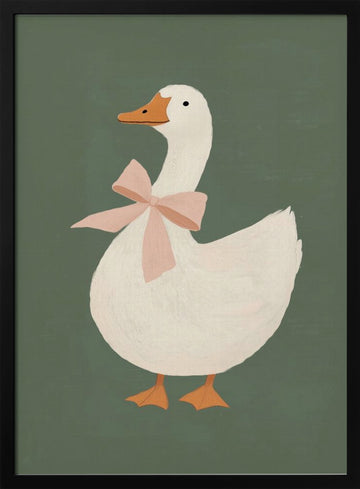 Pink Bow Goose | Poster - Black Metal Frame Interior