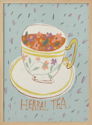 Floral Herbal Tea | Poster - Wood Frame Interior