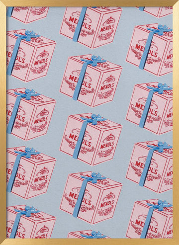 Pastel Gift Box Pattern | Poster - Gold Frame Interior