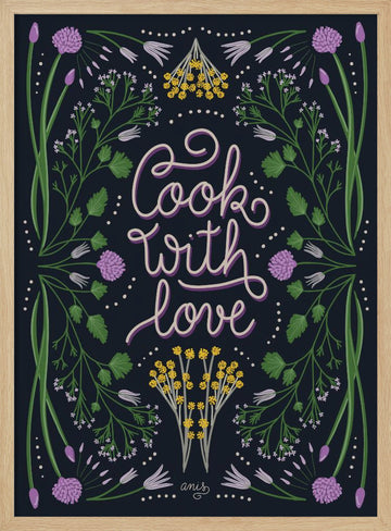 Cook With Love Art Print | Poster - Wood Frame Interior
