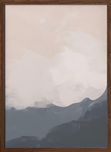 Misty Mountain Abstract | Poster - Walnut Frame Interior