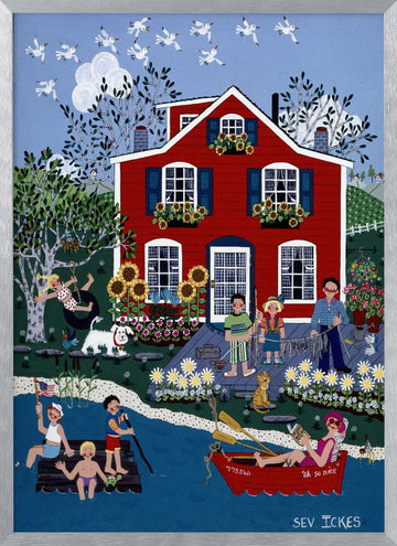 Little Red Cottage | Poster - Silver Frame Interior