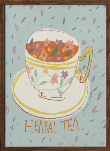 Floral Herbal Tea | Poster - Walnut Frame Interior