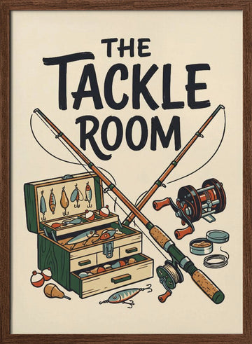Classic Fishing Tackle | Poster - Walnut Frame Interior
