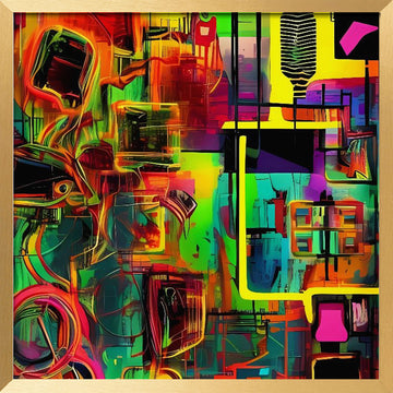 Vibrant Abstract Geometry | Poster - Gold Frame Interior