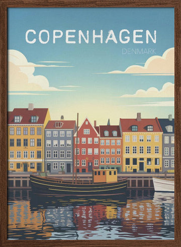 Copenhagen Canal Reflections | Poster - Walnut Frame Interior