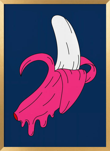 Dripping Pink Banana | Poster - Gold Frame Interior