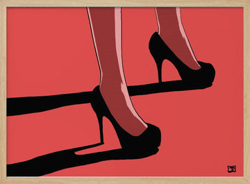 Elegant Red Heels | Poster - Wood Frame Interior