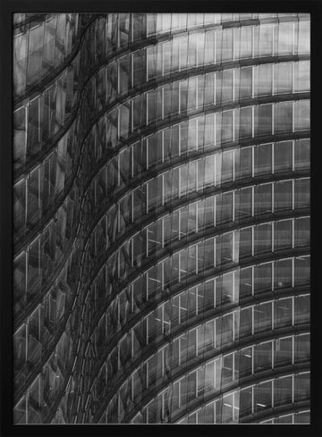 Curved Glass Facade | Poster - Black Metal Frame Interior