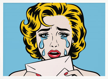 Crying Pop Art Woman | Poster - White Frame Interior
