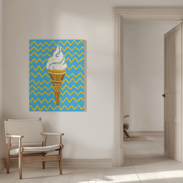 Vibrant Ice Cream Cone | Canvas - Room Interior 1