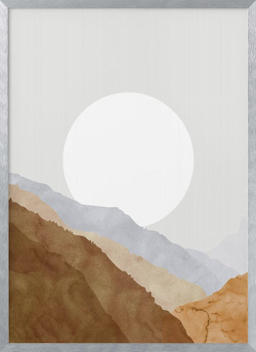 Watercolor Mountain Horizon | Poster - Silver Frame Interior
