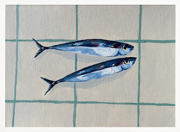 Two Blue Fish | Poster - White Frame Interior