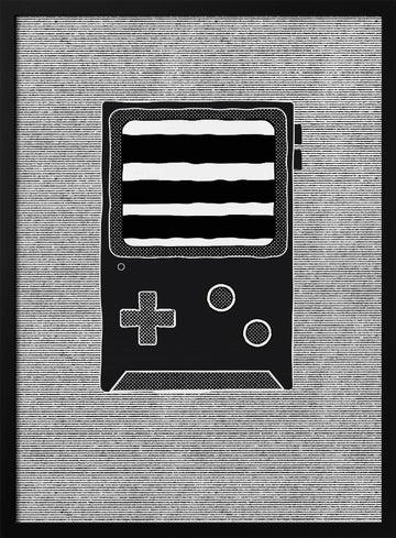 Retro Handheld Gaming Console | Poster - Black Metal Frame Interior