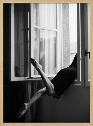 Graceful Legs Open Window | Poster - Wood Frame Interior