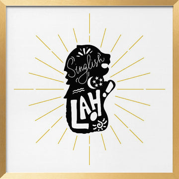 Merlion Singlish | Poster - Gold Frame Interior