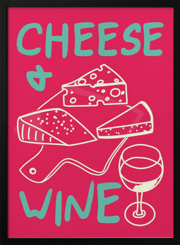 Cheese and Wine Delight | Poster - Black Metal Frame Interior