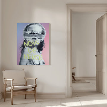 Woman with a Disco Ball Helmet | Canvas - Room Interior 1