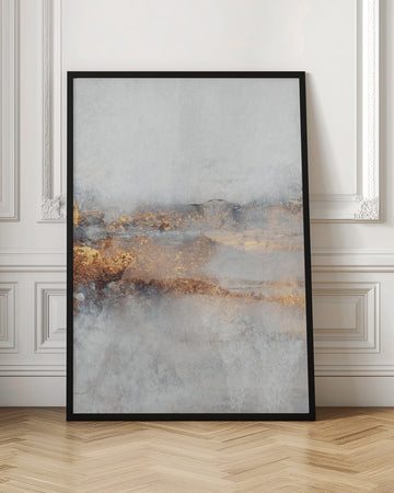 Golden Gray Abstract Layers | Poster - Room Interior 1