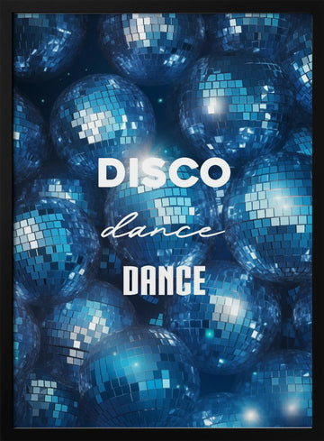 Blue Disco Dance Party | Poster - Black Metal Frame Interior
