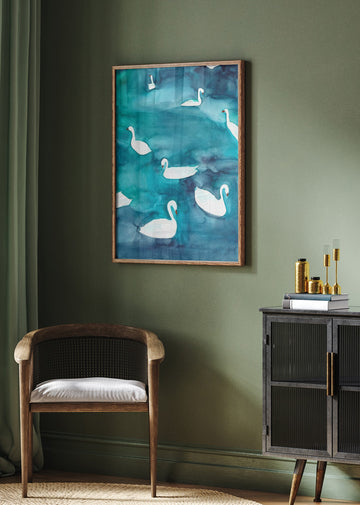 Graceful Swans on Water | Poster - Room Interior 2