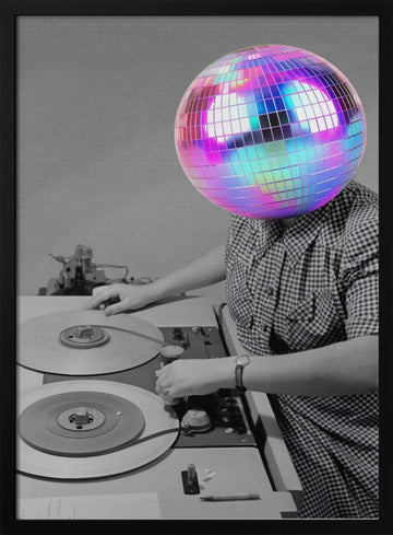 Disco Ball Operator | Poster - Black Metal Frame Interior