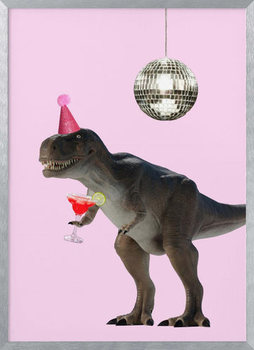 Dino's Disco Bash | Poster - Silver Frame Interior