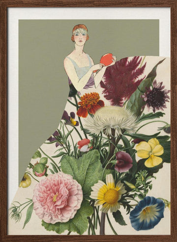 Flapper Floral Fashion | Poster - Walnut Frame Interior