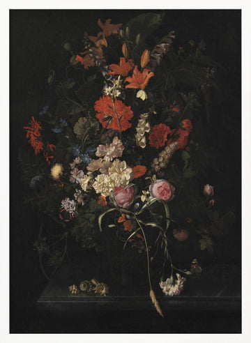 Bouquet of Flowers In a Glass Vase | Poster - White Frame Interior